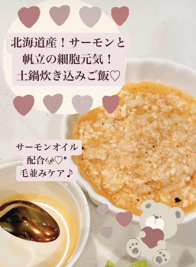 柳原さんおすすめ♡北海道産！サーモンと帆立の細胞元気！土鍋炊き込みご飯♡手作りご飯4セットで(非売品ご飯1セット)プレゼント♡
